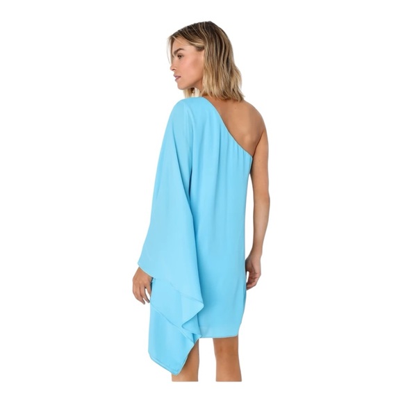Lulus Summer Daze One-Shoulder Kaftan Sleeve Mini Dress Various Sizes NWT - Picture 3 of 8